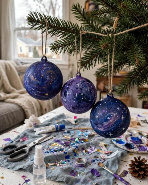 Easy Baking Soda Galaxy Ornaments for Kids