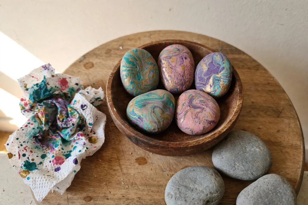 Easy Magic Swirl Stones for Kids