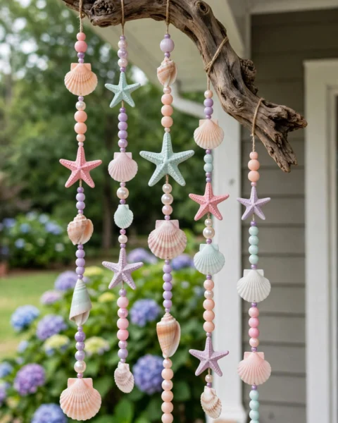 DIY Pastel Seashell Wind Chime for Kids