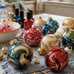 Water Marbled Christmas Ornaments