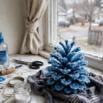 DIY Blue Crystal Pinecone for Cozy Holiday Decor