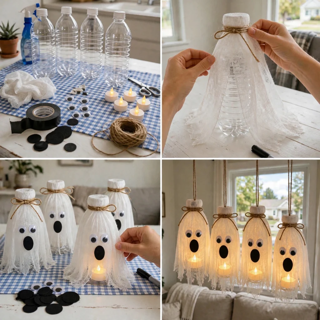 Cozy Ghost Bottle Lanterns That Glow All Evening