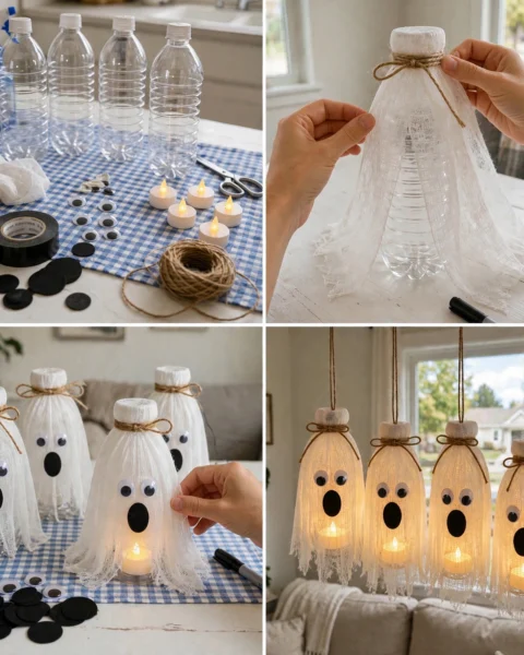 DIY Ghost Bottle Lanterns: Easy Halloween Craft for Kids