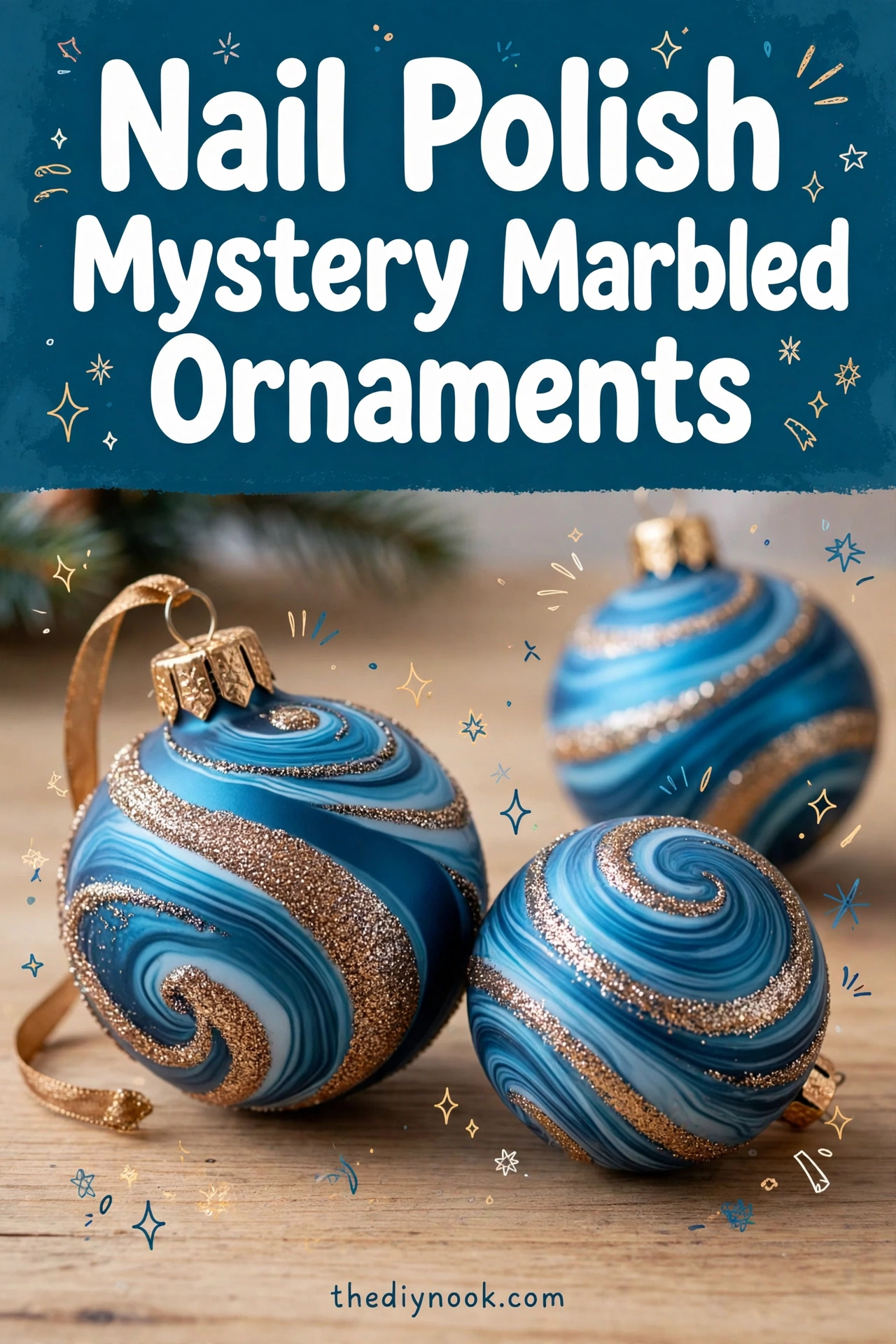 Easy Nail Polish Marbled Christmas Ornaments for Kids