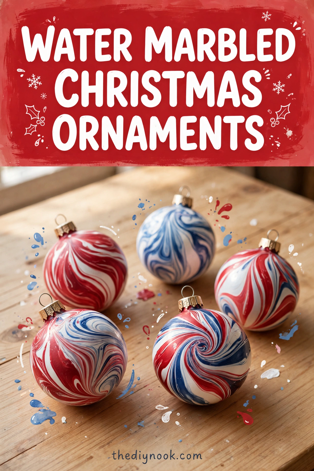 Easy Water-Marbled Christmas Ornaments for Kids