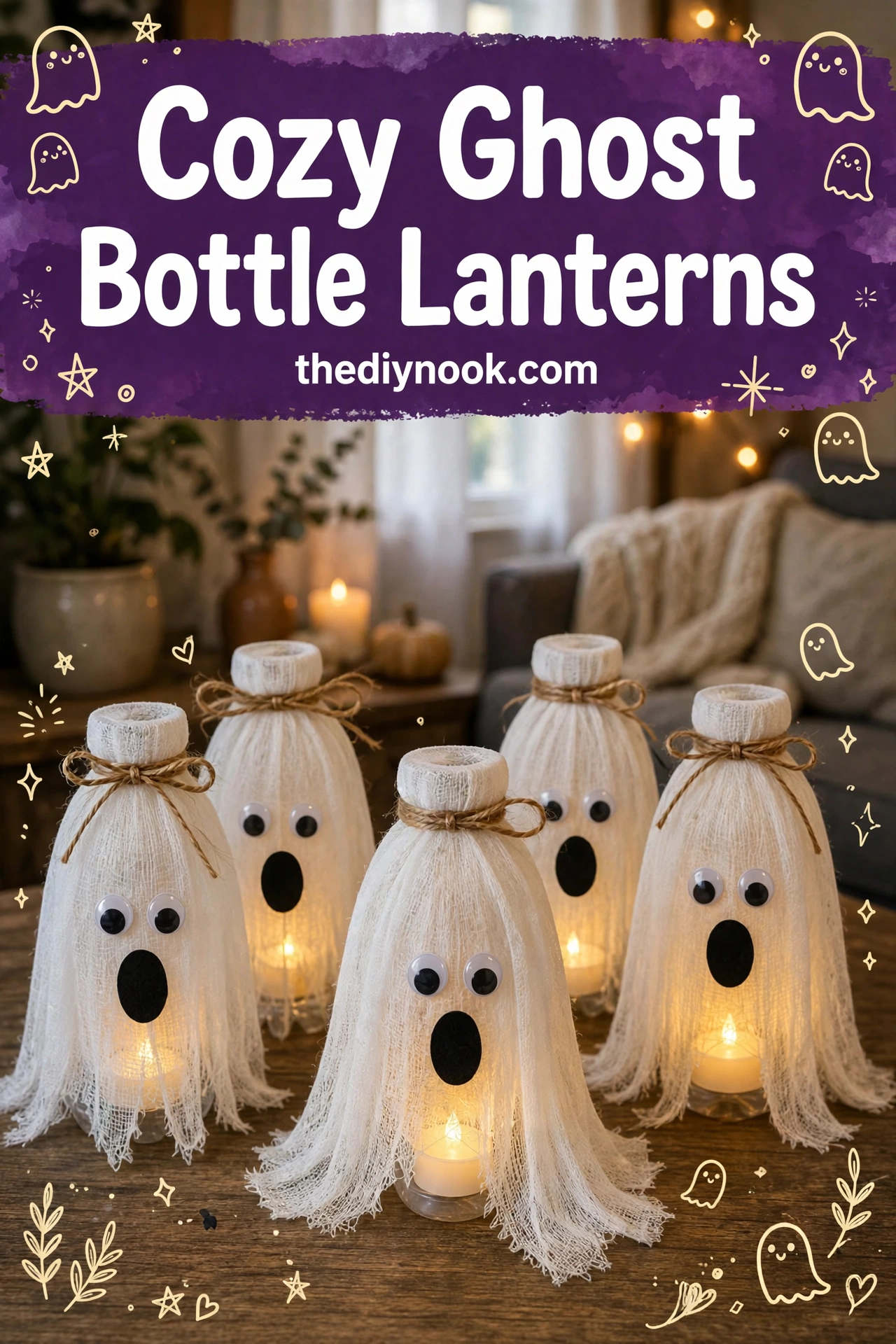 DIY Ghost Bottle Lanterns: Easy Halloween Craft for Kids